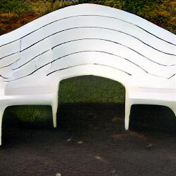 generated: a white plastic bench with a high arched back #0